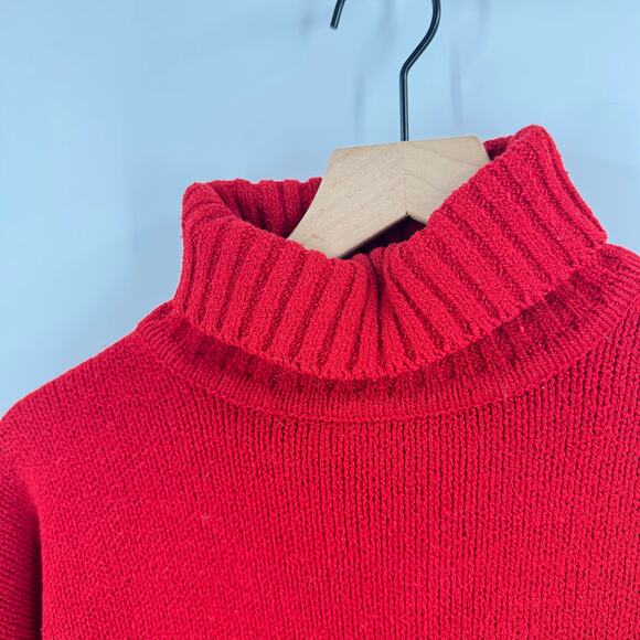 Vintage Express Tricot Red Turtleneck Sweater Large Hong Kong 90s Oversized Cozy - Picture 5 of 7
